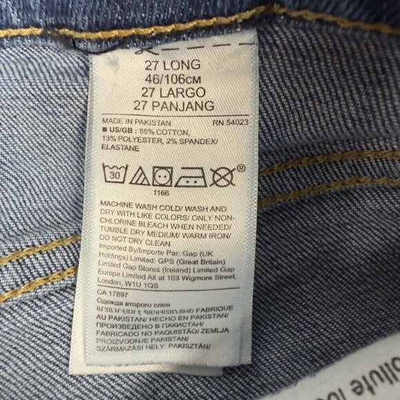 BANANA REPUBLIC Premium Denim Blue Wide-Leg Button fly Medium Wash Jeans sz 27 L - Picture 5 of 8